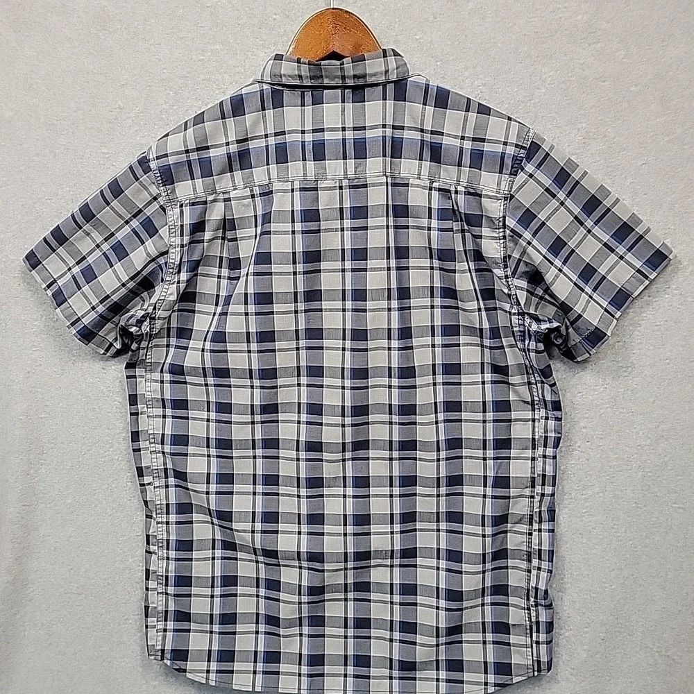 THE NORTH FACE Men's Size L Blue‎ and Gray Plaid Shirt Short Sleeve Button Down